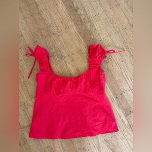 Elodie crop top puff sleeve peasant boho top bow accents